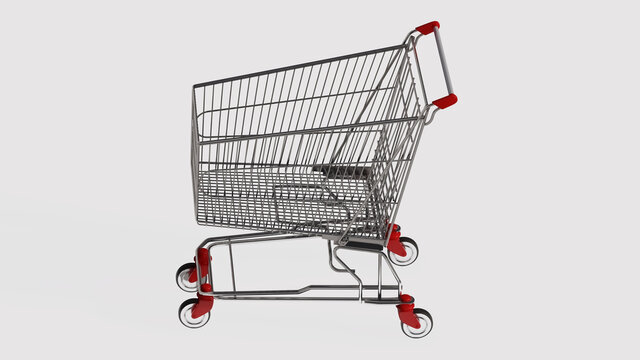Shopping cart isolated on white background 3d image view