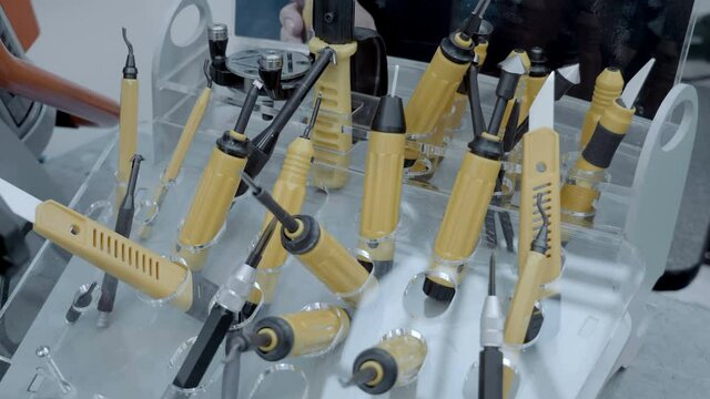 The hand tool system is designed for a wide range of work on surface scraping, deburring after drilling, milling, cutting, grinding, eliminating residual defects in primary metal processing