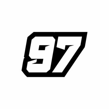 Premium Vector | 97 racing numbers logo vector
