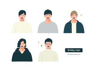 笑顔の男性のイラストセット　上半身　アイコン