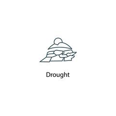 Fototapeta na wymiar Drought icon thin line stock illustration. Weather forecast line icon, isolated on white background, weather stroked symbol. 