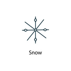 Snow icon thin line stock illustration. Weather forecast line icon, isolated on white background, weather stroked symbol. 