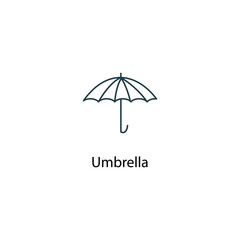 Umbrella icon thin line stock illustration. Weather forecast line icon, isolated on white background, weather stroked symbol. 