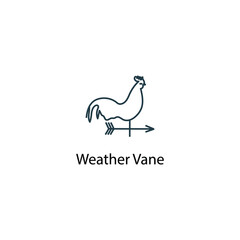 Weather vane icon thin line stock illustration. Weather forecast line icon, isolated on white background, weather stroked symbol. 
