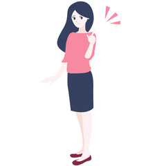 人差し指を立てる女性の全身