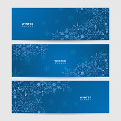 Fototapeta na wymiar Winter Cool Blue Snowflake design template banner