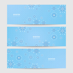 Winter background Blue Snowflake design template banner