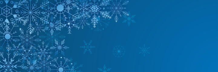 Fototapeta na wymiar Winter Cool Blue Snowflake design template banner