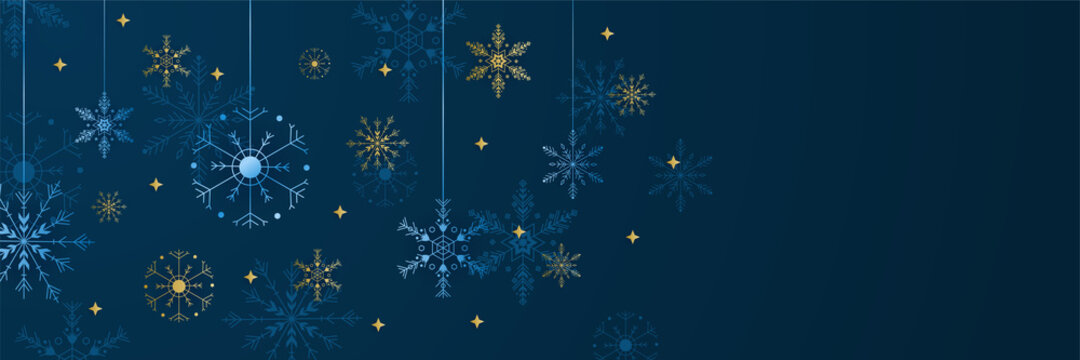 Winter Dark Blue Snowflake Design Template Banner