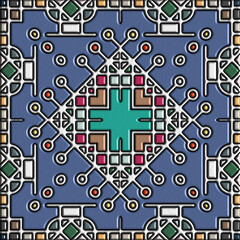 abstract art, mosaic pattern, symmetric and geometric shapes
