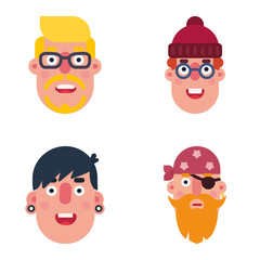 Avatars Flat Icon Set Isolated On White Background