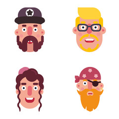 Avatars Flat Icon Set Isolated On White Background