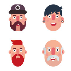 Avatars Flat Icon Set Isolated On White Background