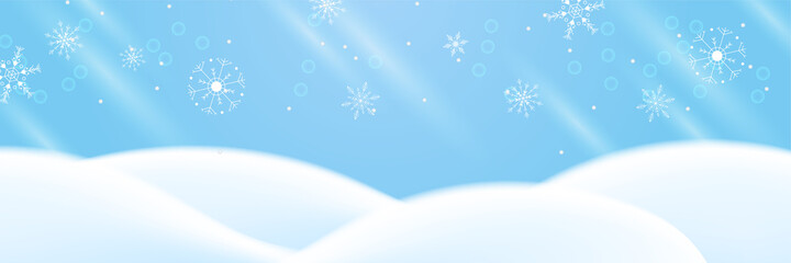 Winter background Blue Snowflake design template banner
