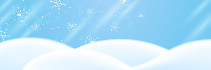 Fototapeta na wymiar Winter background Blue Snowflake design template banner