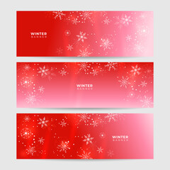 Winter Cool red Snowflake design template banner