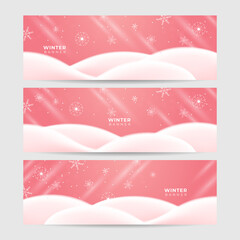 Winter background red Snowflake design template banner