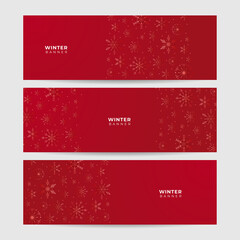 Snowy Dark red Snowflake design template banner