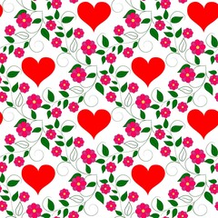 Squares with flowers and heart on white background