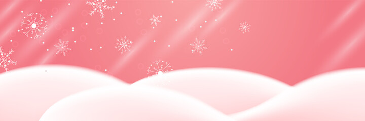 Winter background red Snowflake design template banner