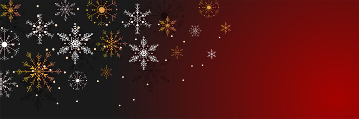 Fototapeta na wymiar Elegant winter red Snowflake design template banner