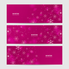 Winter Dark pink Snowflake design template banner
