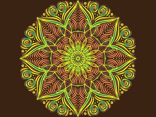 Mandala floral ornament design. Creative work hand drawing illustration. Digital art illustration