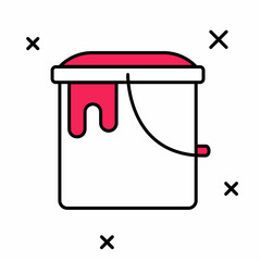 Filled outline Paint bucket icon isolated on white background. Vector