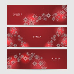 Winter red Snowflake design template banner