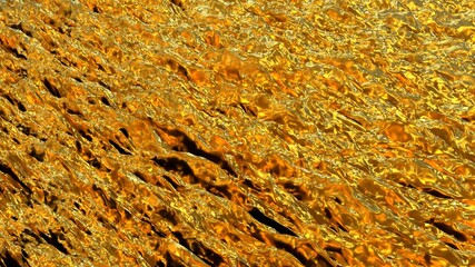 Golden texture with strong diagonal noise. Golden background. The rough surface is yellow on an uninhabited planet.
