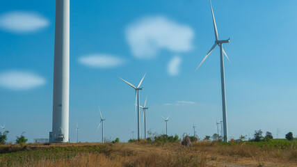 wind turbine in farm. wind turbine for  clean power energy.