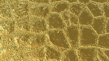 Fototapeta na wymiar The golden surface of the cobblestone pavement. The texture of the sidewalk is yellow with sun glare. Golden background. 