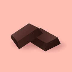 Chocolate bar vector. Chocolate bar on pink background.