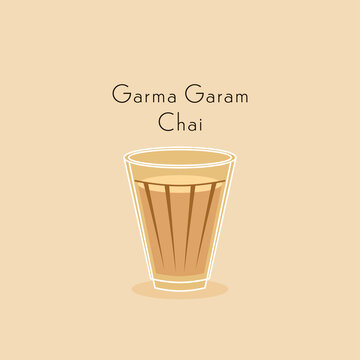 Garma Garam chai is Indian drink. Indian drink vector. Indian chai icon. Chai is Indian drink.