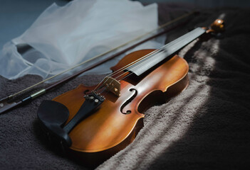 Fototapeta na wymiar Violin put on background,acoustic instrument