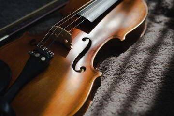 Fototapeta premium Violin put on background,acoustic instrument