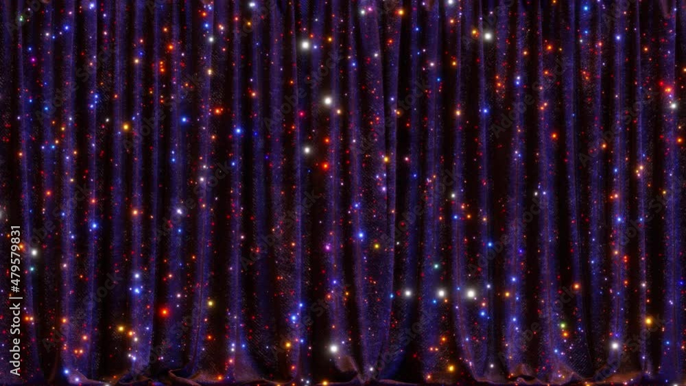 Aufkleber realistic 3d animation of the glittering black canvas stage curtain rendered in uhd with alpha matte