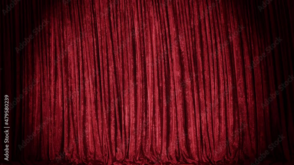 Aufkleber realistic 3d animation of the luxurious and fancy textured red velvet theater single stage curtain r