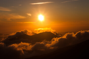 Evening summer sunset in the mountains.