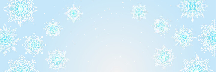 Soft winter blue Snowflake design template banner