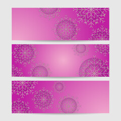 Winter Cool pink purple Snowflake design template banner