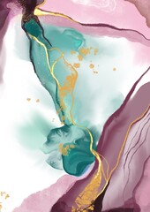 A texture imitating a precious stone in a cut, ink streaks or watercolor abstract spots with splashes of gold.