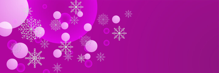 Fototapeta na wymiar Winter purple Snowflake design template banner