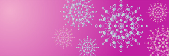 Winter Cool pink purple Snowflake design template banner