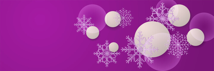 Snowballs purple Snowflake design template banner