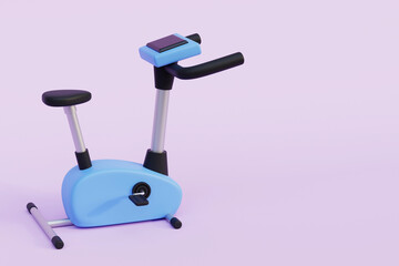 Modern fashionable iron blue exercise bike. 3d render