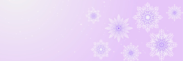 Soft winter purple Snowflake design template banner