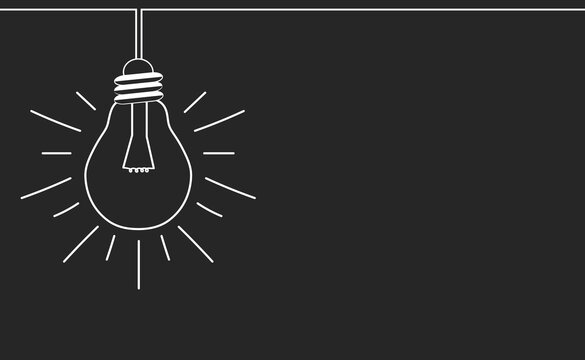 Lightbulb on a chalkboard banner. Creativity inspiration or solution concept. Vector background.