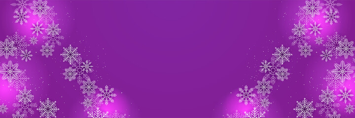 Shiny Winter purple Snowflake design template banner