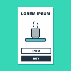 Filled outline Cup of tea icon isolated on turquoise background. Vector